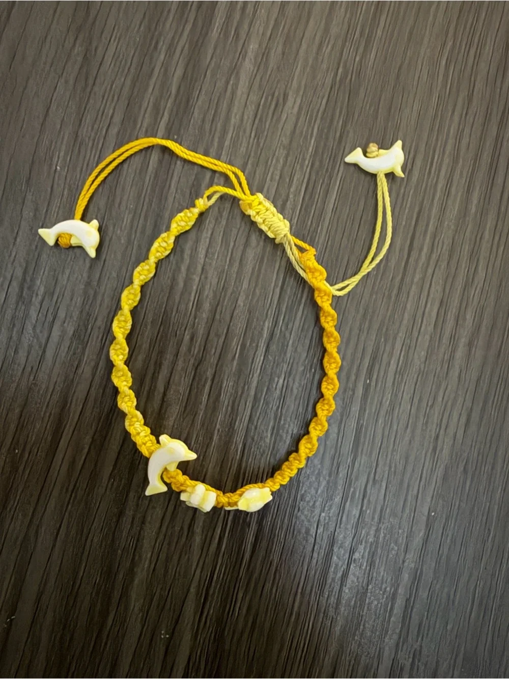 Yellow Kids Dolphin Charm Braided Bracelet